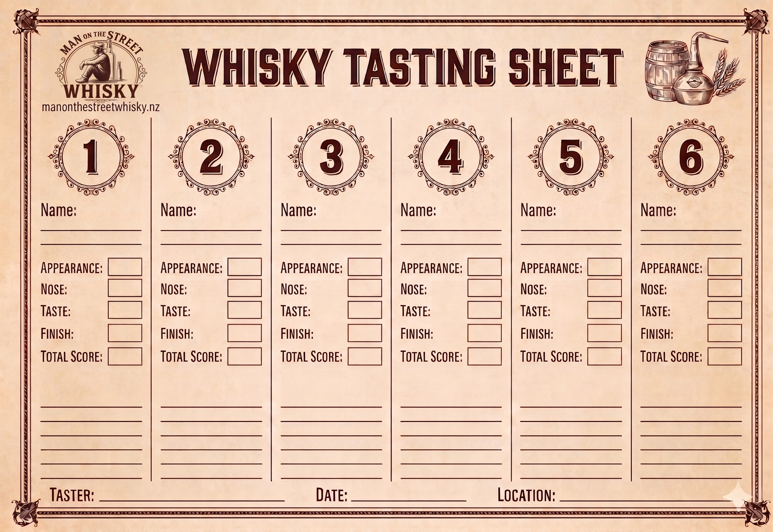 Tasting Sheet
